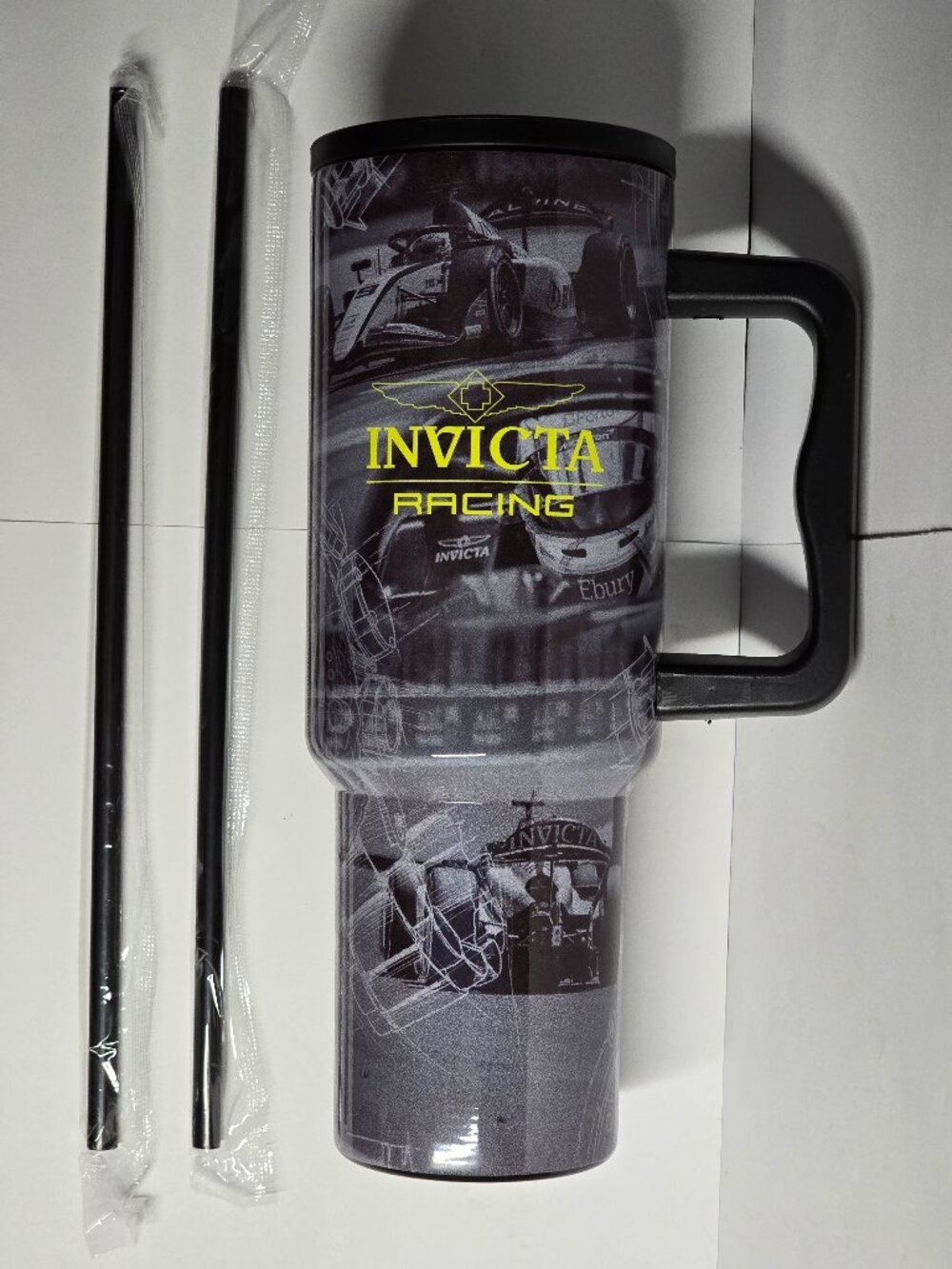 Invicta Racing Insulated Stainless-Steel Tumbler 40oz Black Yellow (IG0309-RGRY)